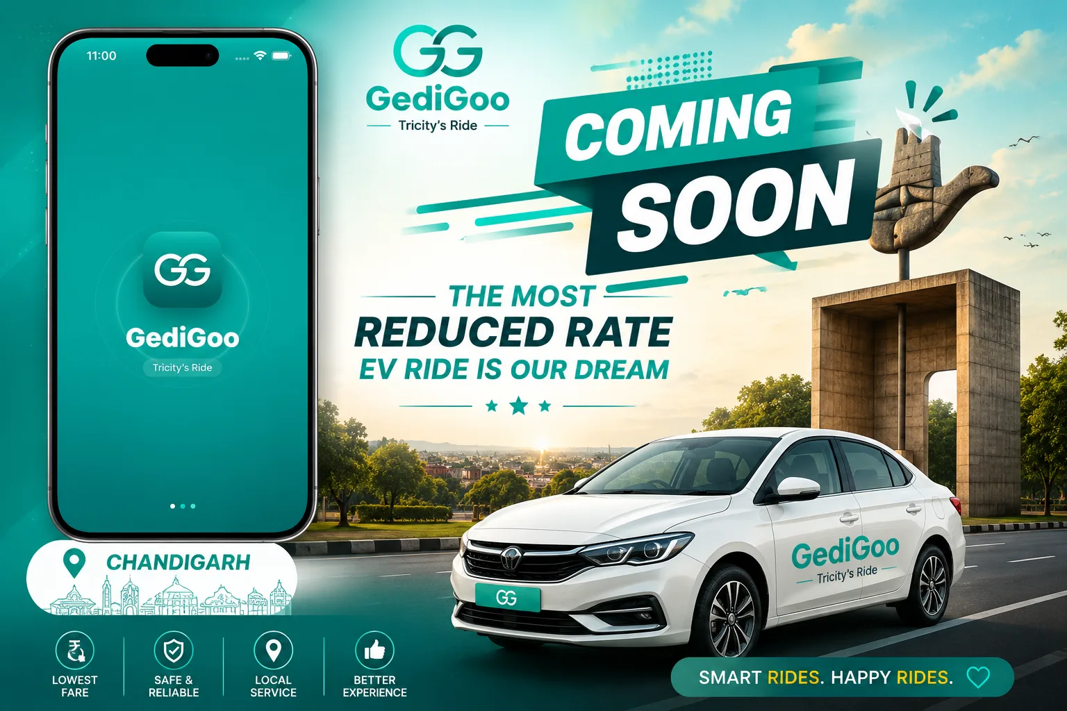 EV cab in Chandigarh — GediGoo electric taxi across the Chandigarh Tricity